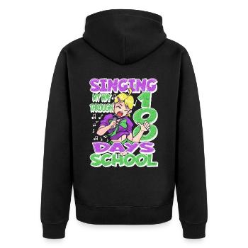 100. Tag Der Schulgesundkostüm 100 Schultage - Unisex Premium Bio Zip Hoodie - Schwarz - Hinten - Nico (187cm)