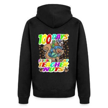 100. Tag Des Schultages Eichhörnchenkostüm 100 - Unisex Premium Bio Zip Hoodie - Schwarz - Hinten - Nico (187cm)