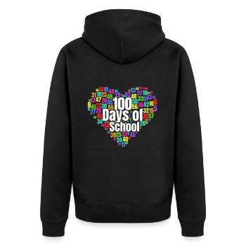 100. Tag Des Schulherzkostüms 100 Schultage - Unisex Premium Bio Zip Hoodie - Schwarz - Hinten - Nico (187cm)