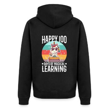 Unicorns are awesome therefore i am a unicorn - Unisex Premium Bio Zip Hoodie - Schwarz - Hinten - Nico (187cm)