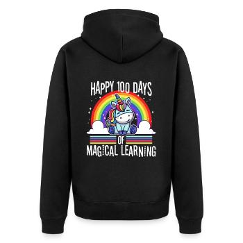 Joyeux 100 jours d’apprentissage magique - Veste à capuche bio Premium Unisexe - noir - Dos - Nico (187cm)