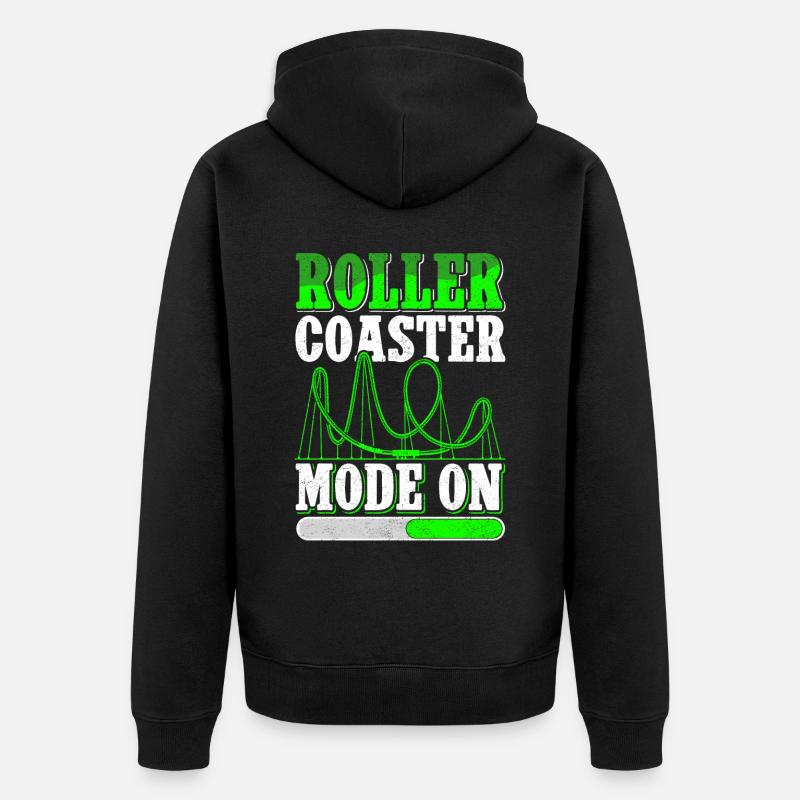 Achterbahn Roller Coaster Rollercoaster Geschenk - Unisex Premium Bio Zip Hoodie - Schwarz