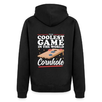 Joueur de cornhole | Sac de haricots à trou aveugle cadeau - Veste à capuche bio Premium Unisexe - noir - Dos - Nico (187cm)