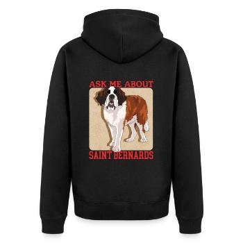Bernhardiner Hunde St. Bernhardshund Geschenk - Unisex Premium Bio Zip Hoodie - Schwarz - Hinten - Nico (187cm)