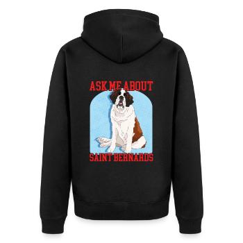 Bernhardiner Hund St. Bernhardshund Geschenk - Unisex Premium Bio Zip Hoodie - Schwarz - Hinten - Nico (187cm)