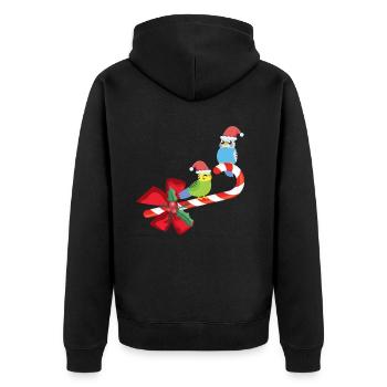 Süß Wellensittich Weihnachten Vogel - Unisex Premium Bio Zip Hoodie - Schwarz - Hinten - Nico (187cm)
