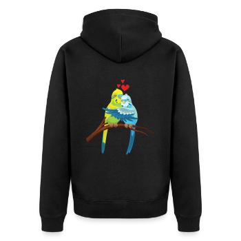 Süß Wellensittich Liebe Herz Vogel - Unisex Premium Bio Zip Hoodie - Schwarz - Hinten - Nico (187cm)