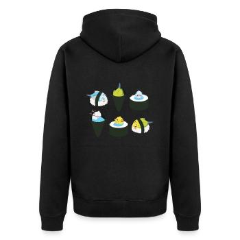 Süß Wellensittich Sushi Japan Kawaii - Unisex Premium Bio Zip Hoodie - Schwarz - Hinten - Nico (187cm)