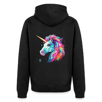 Unicorn in glass style - Unisex Premium Organic Zip Hoodie - black - Back - Nico (187cm)