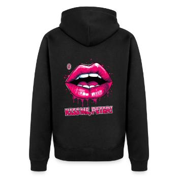 Embrasse-moi, Peter, sur mes lèvres gonflées - Veste à capuche bio Premium Unisexe - noir - Dos - Nico (187cm)