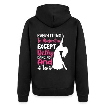 Funny Belly Dancer, Belly Dancing Quotes Dancers - Unisex Premium Bio Zip Hoodie - Schwarz - Hinten - Nico (187cm)