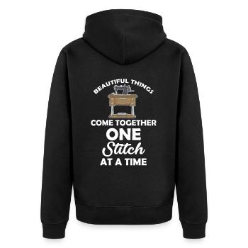Beautiful things come together stitch by stitch. - Unisex Premium Organic Zip Hoodie - black - Back - Nico (187cm)