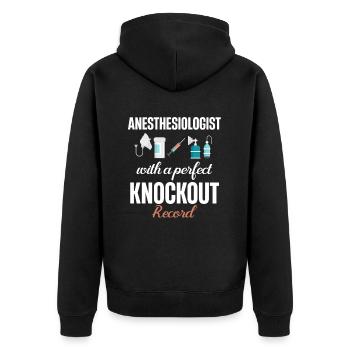 Anästhesist Mit Einem Perfekten Knockout-rekord - Unisex Premium Bio Zip Hoodie - Schwarz - Hinten - Nico (187cm)