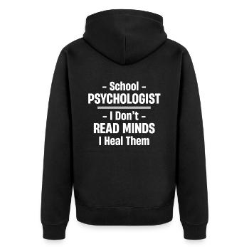 Schulpsychologe: Ich Lese Keine Gedanken, Ich - Unisex Premium Bio Zip Hoodie - Schwarz - Hinten - Nico (187cm)