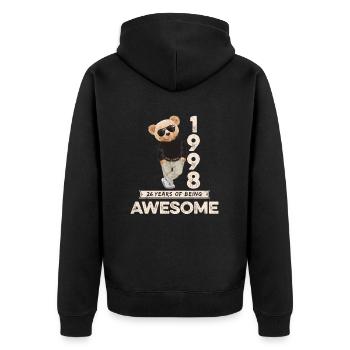 1998 Geburtstag Teddy Bär Being Awesome Orignal - Unisex Premium Bio Zip Hoodie - Schwarz - Hinten - Nico (187cm)