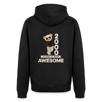 2000 Geburtstag Teddy Bär Being Awesome Orignal - Unisex Premium Bio Zip Hoodie - Schwarz - Hinten - Nico (187cm)