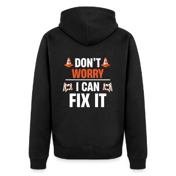 Don't worry, I can fix it - Unisex Premium Organic Zip Hoodie - black - Back - Nico (187cm)