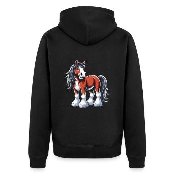Amateurs de chevaux de trait race de cheval géant Clydesdale - Veste à capuche bio Premium Unisexe - noir - Dos - Nico (187cm)