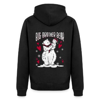 Big Brother Bear - Unisex Premium Bio Zip Hoodie - Schwarz - Hinten - Nico (187cm)