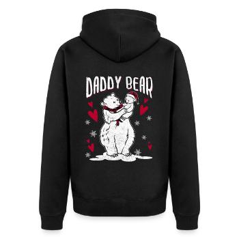 Daddy Bear - Unisex Premium Bio Zip Hoodie - Schwarz - Hinten - Nico (187cm)