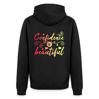 Be you! Self-confidence, positive thinking, motivation - Unisex Premium Organic Zip Hoodie - black - Back - Nico (187cm)