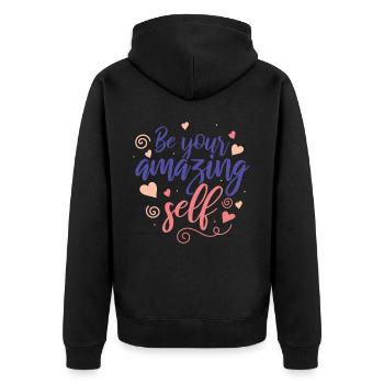 Soyez vous-même ! Confiance en soi, pensée positive, motivation - Veste à capuche bio Premium Unisexe - noir - Dos - Nico (187cm)
