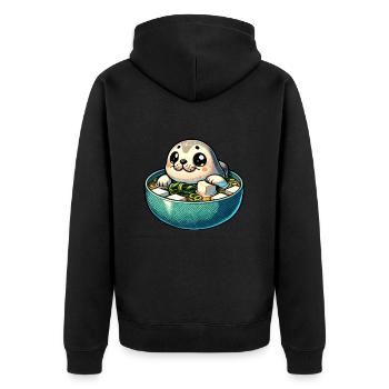 Animal Marin, Animal Marin, Océan, Miso, Soupe, Sceau - Veste à capuche bio Premium Unisexe - noir - Dos - Nico (187cm)