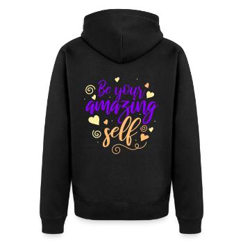 Soyez vous-même ! Confiance en soi, pensée positive, motivation - Veste à capuche bio Premium Unisexe - noir - Dos - Nico (187cm)