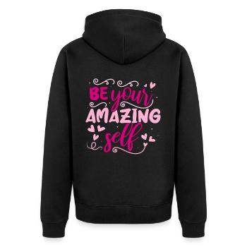 Soyez vous-même ! Confiance en soi, pensée positive, motivation - Veste à capuche bio Premium Unisexe - noir - Dos - Nico (187cm)