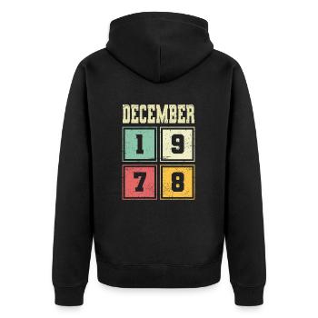 45th Birthday December Vintage 1978 Vintage - Unisex Premium Organic Zip Hoodie - black - Back - Nico (187cm)