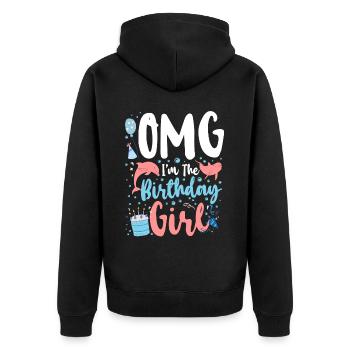 Dauphin Anniversaire Omg Je suis le - Veste à capuche bio Premium Unisexe - noir - Dos - Nico (187cm)