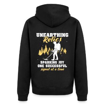 Dirt Fishing Metalldetektor Sondeln - Unisex Premium Bio Zip Hoodie - Schwarz - Hinten - Nico (187cm)
