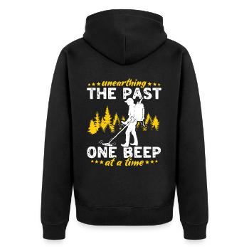 Dirt Fishing Metalldetektor Sondeln - Unisex Premium Bio Zip Hoodie - Schwarz - Hinten - Nico (187cm)