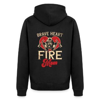 Feuerwehrmutter Feuerwehr Mutter - Unisex Premium Bio Zip Hoodie - Schwarz - Hinten - Nico (187cm)