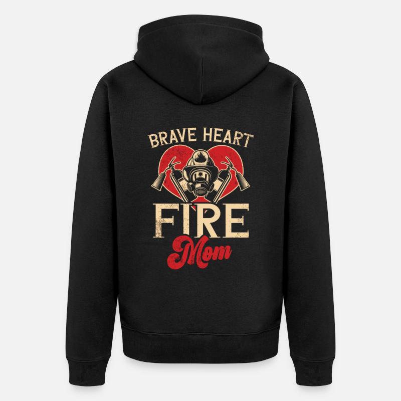 Feuerwehrmutter Feuerwehr Mutter - Unisex Premium Bio Zip Hoodie - Schwarz