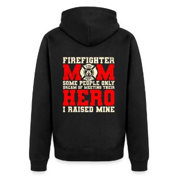 Feuerwehrmutter Feuerwehr Mutter - Unisex Premium Bio Zip Hoodie - Schwarz - Hinten - Nico (187cm)