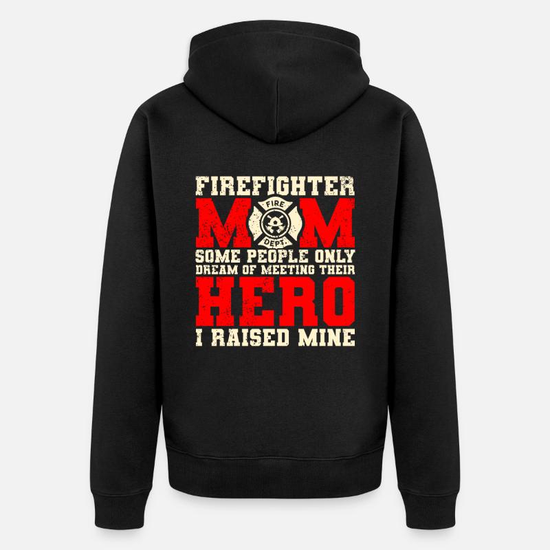 Feuerwehrmutter Feuerwehr Mutter - Unisex Premium Bio Zip Hoodie - Schwarz