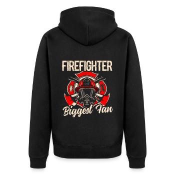 Feuerwehrmutter Feuerwehr Mutter - Unisex Premium Bio Zip Hoodie - Schwarz - Hinten - Nico (187cm)