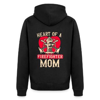 Feuerwehrmutter Feuerwehr Mutter - Unisex Premium Bio Zip Hoodie - Schwarz - Hinten - Nico (187cm)