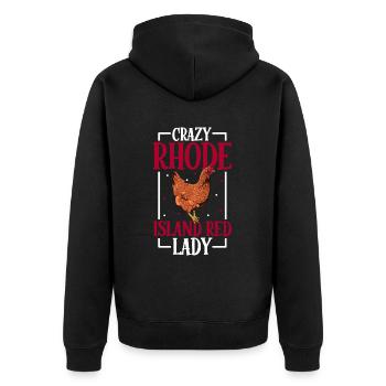 Crazy Rhode Island Red Lady - Red Rhodeland - Unisex Premium Organic Zip Hoodie - black - Back - Nico (187cm)