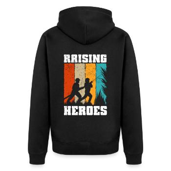 Feuerwehrmutter Feuerwehr Mutter - Unisex Premium Bio Zip Hoodie - Schwarz - Hinten - Nico (187cm)