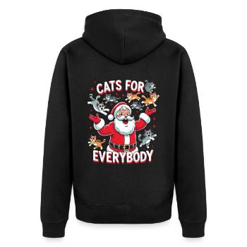 Cats For Everybody Katze Katzen Katzenliebhaber - Unisex Premium Bio Zip Hoodie - Schwarz - Hinten - Nico (187cm)
