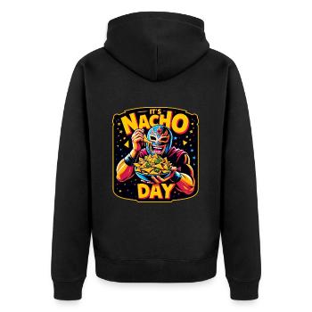 Mexikanischer Wrestling-ringer Lucha Libre Nacho - Unisex Premium Bio Zip Hoodie - Schwarz - Hinten - Nico (187cm)