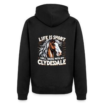 Amateurs de chevaux de trait race de cheval géant Clydesdale - Veste à capuche bio Premium Unisexe - noir - Dos - Nico (187cm)