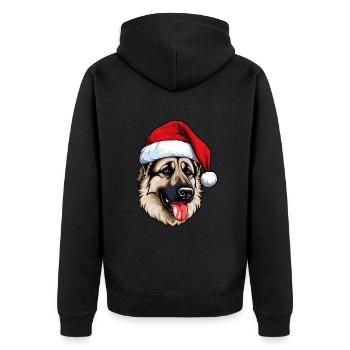 German Shepherd Dog Portrait Christmas - Unisex Premium Organic Zip Hoodie - black - Back - Nico (187cm)