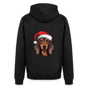 Dachshund Hund Weihnachten Dackel - Unisex Premium Bio Zip Hoodie - Schwarz - Hinten - Nico (187cm)