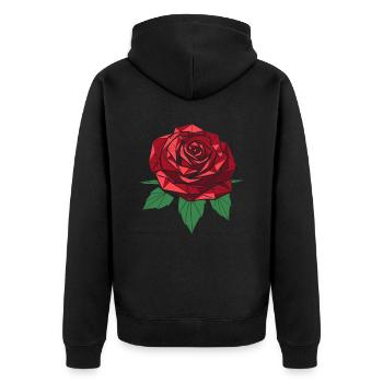 Red Rose Goth Cool Line Art Rose - Unisex Premium Organic Zip Hoodie - black - Back - Nico (187cm)
