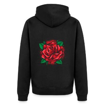Red Rose Goth Cool Line Art Rose - Unisex Premium Organic Zip Hoodie - black - Back - Nico (187cm)
