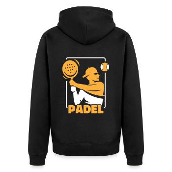Padel Cool - Unisex Premium Bio Zip Hoodie - Schwarz - Hinten - Nico (187cm)