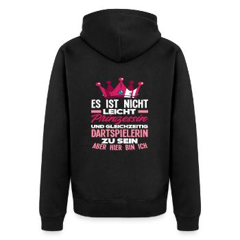 Prinzessin Dart Dartspielerin Geschenkidee - Unisex Premium Bio Zip Hoodie - Schwarz - Hinten - Nico (187cm)